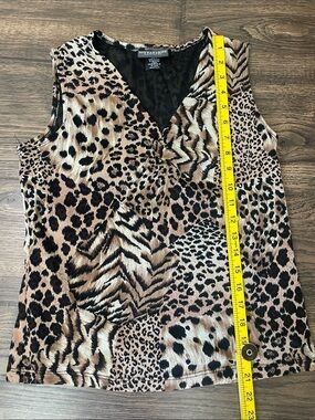Notations Animal Print V-Neck Sleeveless Camisole - Tank Brown/Black Small